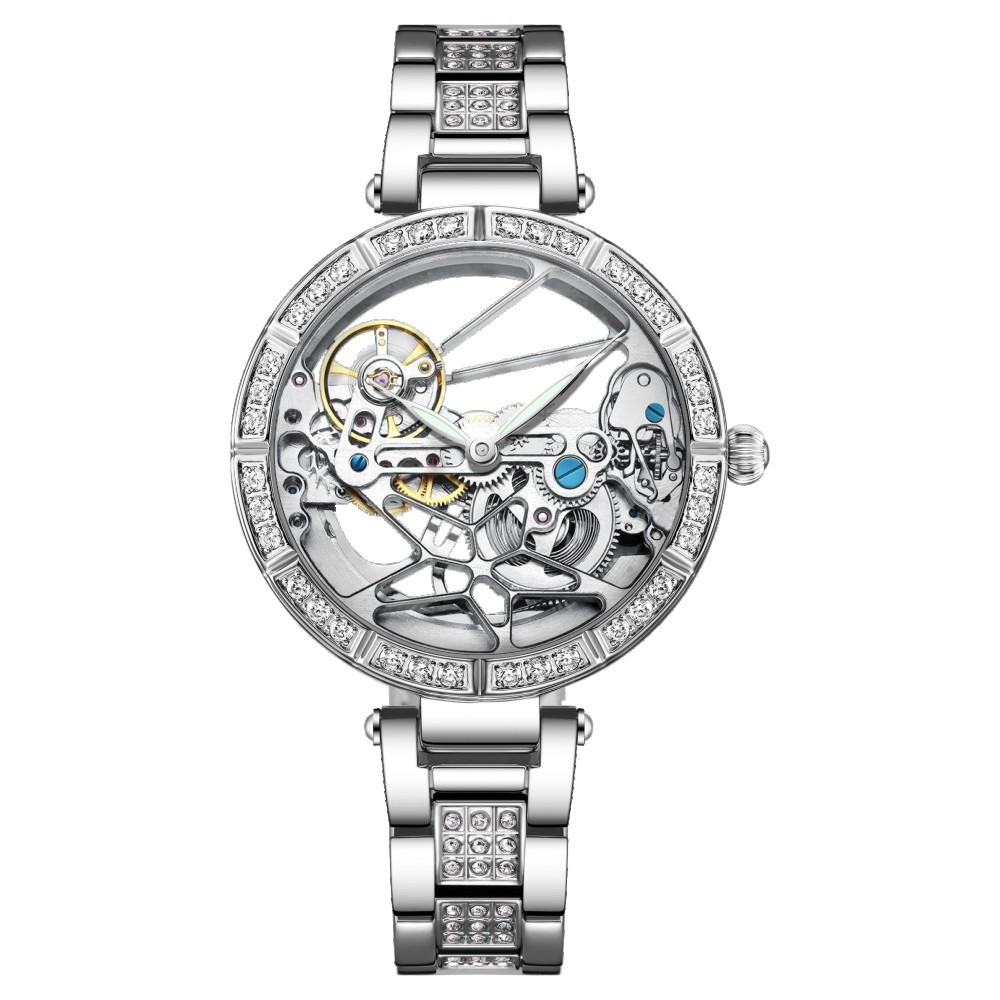 Skeleton Mechanical Watch - Lüks İskelet Gümüş Kadran Moda Saatler