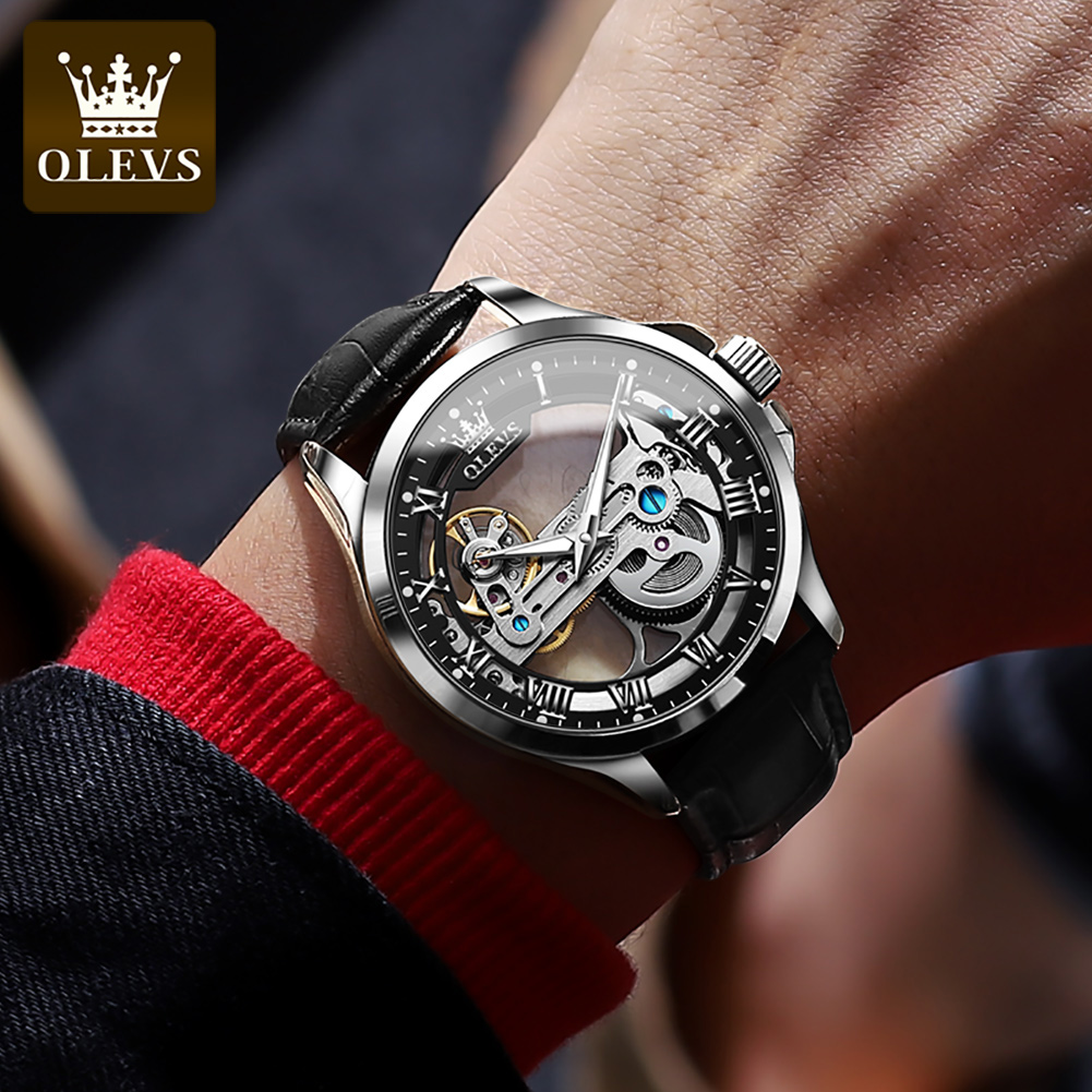 OLEVS çift saatleri orijinal t - Skeleton Mechanical Watch incelemesi ve fiyatı