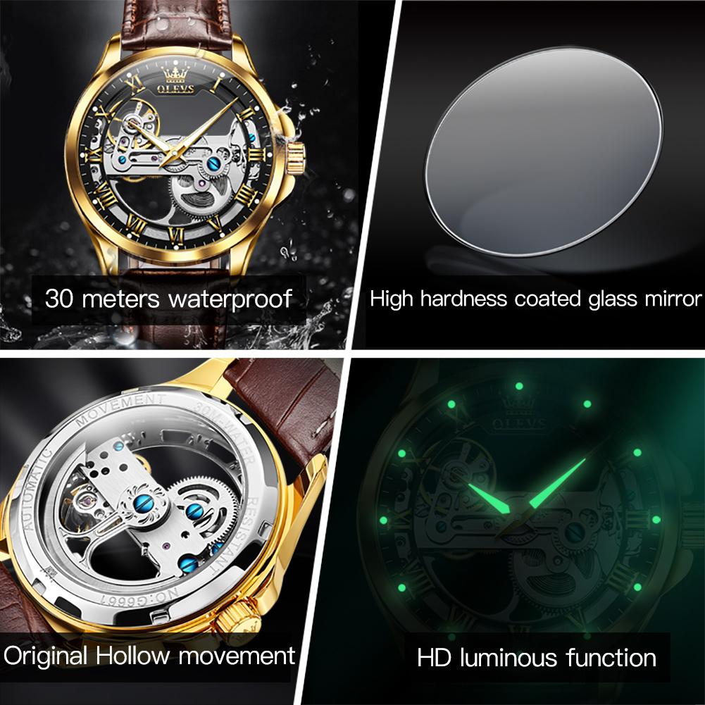 OLEVS çift saatleri orijinal t - Skeleton Mechanical Watch incelemesi ve fiyatı