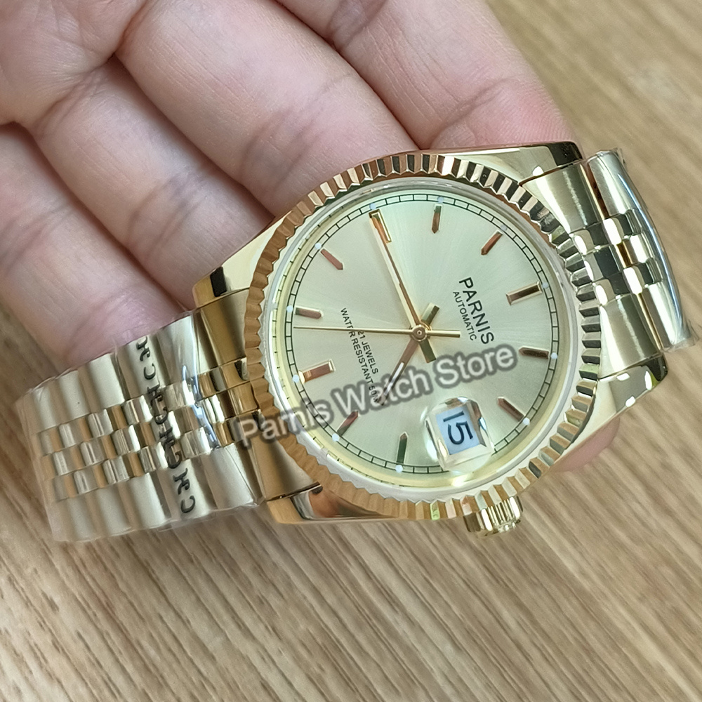 Parnis 36mm Altın Rengi Aydınl - Rolex Watch Datejust incelemesi ve fiyatı