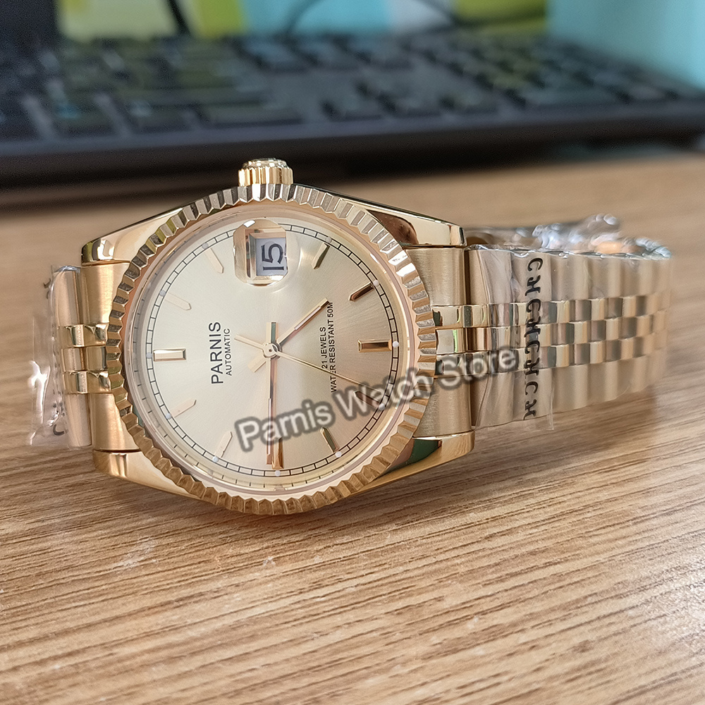 Parnis 36mm Altın Rengi Aydınl - Rolex Watch Datejust incelemesi ve fiyatı