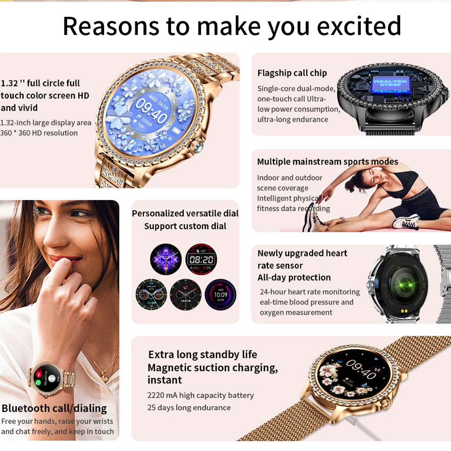 696 yeni mavi diş çağrı kadın  - Smartwatch Ladies Watches For Women incelemesi ve fiyatı