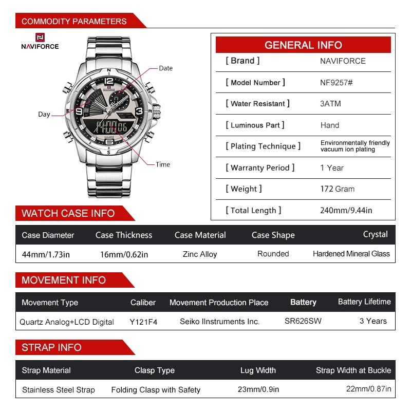 NAVIFORCE Erkekler Çift Ekranl - Analog Quartz Watch incelemesi ve fiyatı